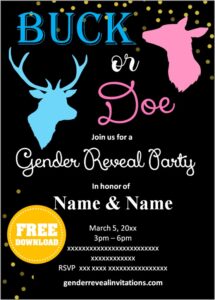 Buck Or Doe Gender Reveal Invitations Gender Reveal Invitations