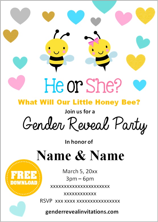 Bee Gender Reveal Party Invitation