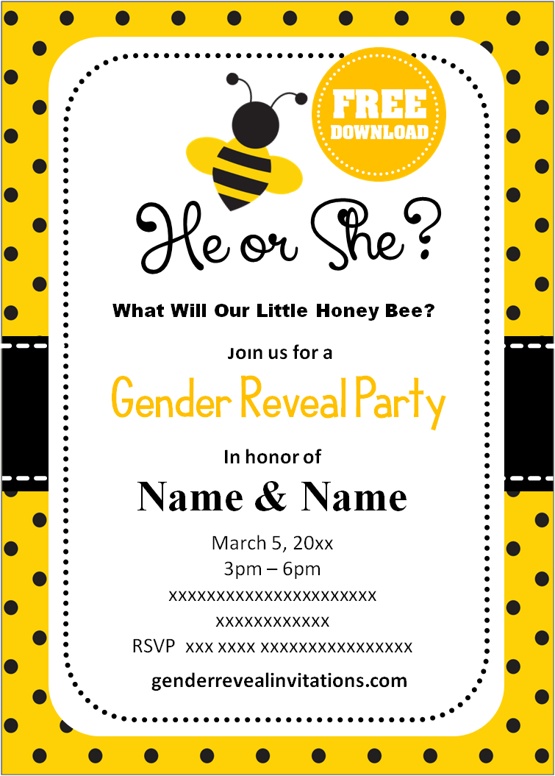 Bee Gender Reveal Invitations Gender Reveal Invitations