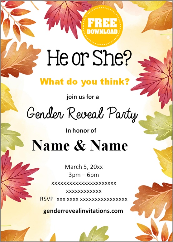 fall gender reveal invitations