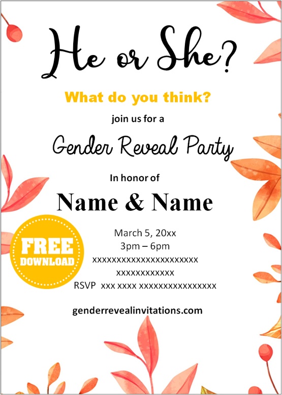 fall gender reveal invitations