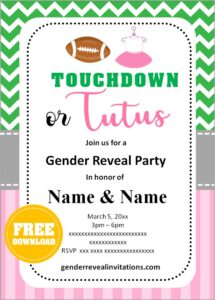 Football Gender Reveal Invitations Gender Reveal Invitations