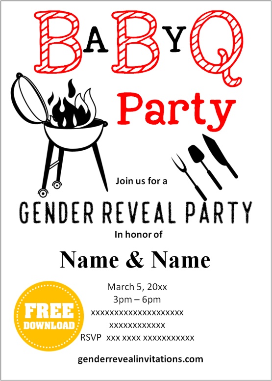 BBQ Gender Reveal Party Invitation