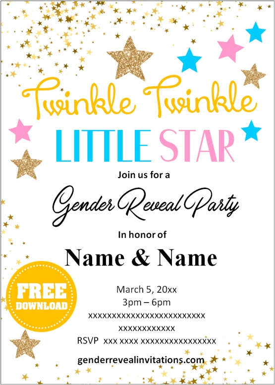 Twinkle Little Star Gender Reveal Invitations