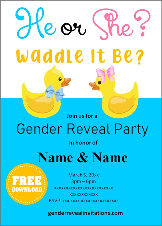 waddle it be gender reveal invitations